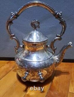 Canterberry Silver Plate Tilting Tea Pot with Burner