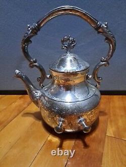 Canterberry Silver Plate Tilting Tea Pot with Burner