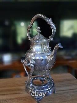 Canterberry Silver Plate Tilting Tea Pot with Burner