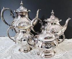 Chantilly by Gorham Silverplate 4 Piece Teapot & Coffee Service Set English Tea