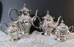 Chantilly by Gorham Silverplate 4 Piece Teapot & Coffee Service Set English Tea