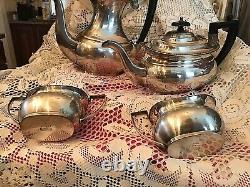 Cheltenham Tea Set Tea & Coffee Pot Sugar & Creamer Silver-plate Sheffield