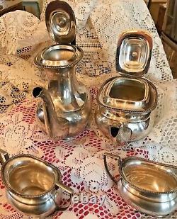 Cheltenham Tea Set Tea & Coffee Pot Sugar & Creamer Silver-plate Sheffield