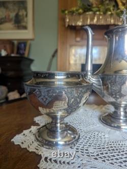 Cherished 1880 Three Piece Silver Plated Tea Set. Simpson Hall Miller Co