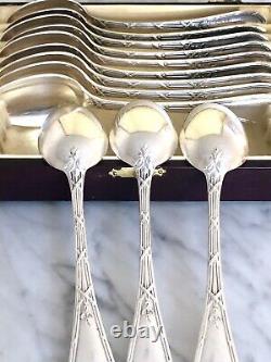 Christofle Antique Crossed Ribbons Silverplated Set Of 12 Tea/coffee Spoons