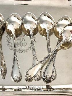 Christofle Antique Crossed Ribbons Silverplated Set Of 12 Tea/coffee Spoons