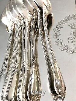 Christofle Antique Crossed Ribbons Silverplated Set Of 12 Tea/coffee Spoons