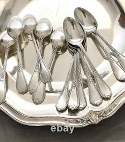 Christofle Antique Crossed Ribbons Silverplated Set Of 12 Tea/coffee Spoons