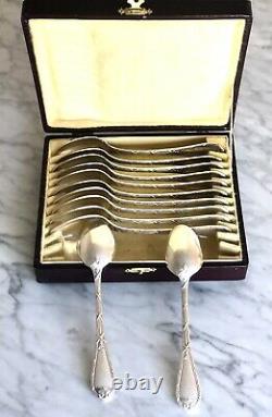 Christofle Antique Crossed Ribbons Silverplated Set Of 12 Tea/coffee Spoons