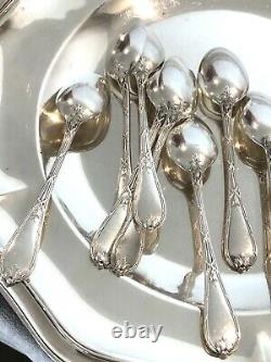 Christofle Antique Crossed Ribbons Silverplated Set Of 12 Tea/coffee Spoons