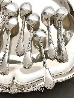 Christofle Antique Crossed Ribbons Silverplated Set Of 12 Tea/coffee Spoons