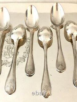 Christofle Antique Empire Malmaison Silverplated Tea/coffee Spoons Set Of 12 Pcs