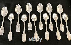 Christofle Antique Silverplated Delafosse Set 12 Tea Spoons Rare
