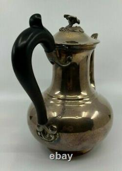 Christofle Antique silver plate coffee tea pot France wood handle