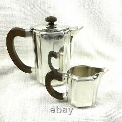 Christofle French Art Deco Silver Plated Tea Coffee Set Teapot Geometric Bauhaus