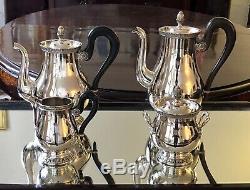 Christofle Malmaison Silver Plated Coffee And Tea Set Of 4 Pcs Excellent