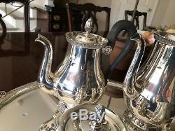 Christofle Malmaison Silver Plated Coffee and Tea Service with Tray