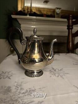 Christofle Malmaison Silverplate Ebony Tea Pot Excellent