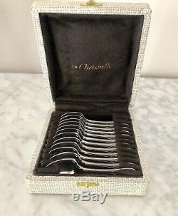 Christofle Marly Silver Plated Coffee Tea Spoons Set Of 12 Pcs In Box