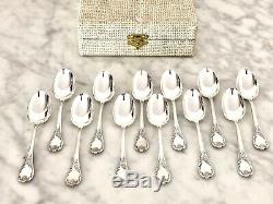 Christofle Marly Silver Plated Coffee Tea Spoons Set Of 12 Pcs In Box