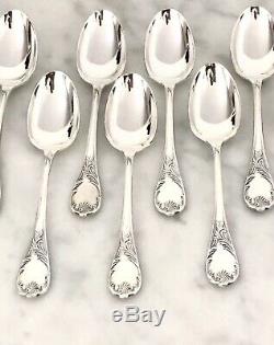 Christofle Marly Silver Plated Coffee Tea Spoons Set Of 12 Pcs In Box