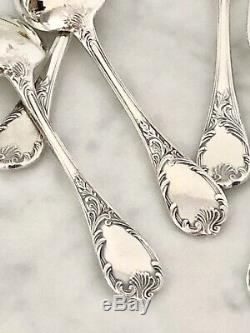 Christofle Marly Silver Plated Coffee Tea Spoons Set Of 12 Pcs In Box