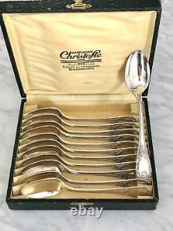 Christofle Marly Silver Plated Coffee/tea Set Of 12 Spoons In Original Box