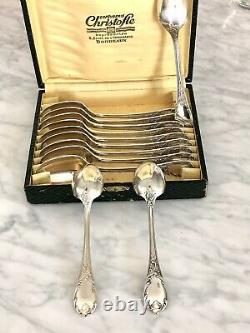 Christofle Marly Silver Plated Coffee/tea Set Of 12 Spoons In Original Box