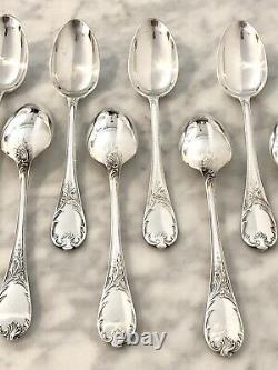 Christofle Marly Silver Plated Coffee/tea Set Of 12 Spoons In Original Box