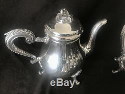 Christofle Marly Tea Set Teapot Coffee Pot Sugar Creamer French Silver Plate