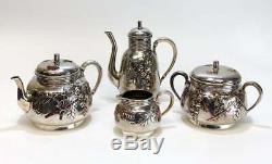 Christofle Orfevre French 950 Silver & Mixed Metal Japonism Tea Set c1880