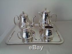 Christofle Silver Plate Bagatelle Tea and Coffee Set with Tray