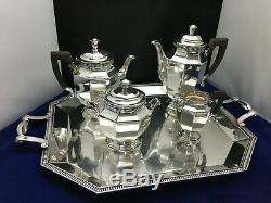 Christofle Silverplate Tea Set Gallia Pattern with Matching Tray Please Read Desc