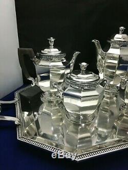 Christofle Silverplate Tea Set Gallia Pattern with Matching Tray Please Read Desc