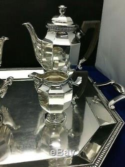 Christofle Silverplate Tea Set Gallia Pattern with Matching Tray Please Read Desc