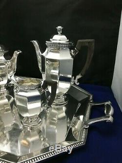 Christofle Silverplate Tea Set Gallia Pattern with Matching Tray Please Read Desc