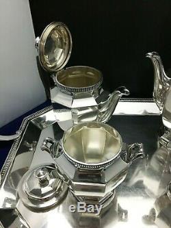 Christofle Silverplate Tea Set Gallia Pattern with Matching Tray Please Read Desc