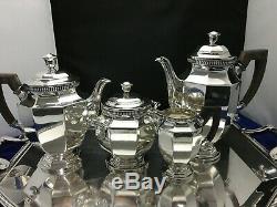 Christofle Silverplate Tea Set Gallia Pattern with Matching Tray Please Read Desc