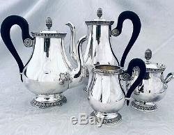 Christofle Splendid Tea and Coffee Set Malmaison Pattern 4 pieces