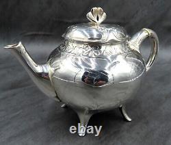 Christofle Teapot Tea Pot Vintage French Art Nouveau Silver Plated Clover Leaf