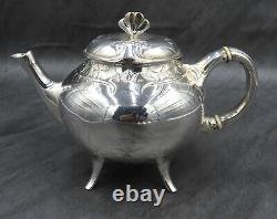 Christofle Teapot Tea Pot Vintage French Art Nouveau Silver Plated Clover Leaf