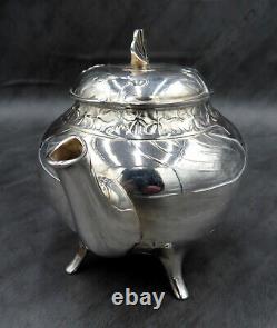 Christofle Teapot Tea Pot Vintage French Art Nouveau Silver Plated Clover Leaf