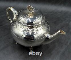 Christofle Teapot Tea Pot Vintage French Art Nouveau Silver Plated Clover Leaf