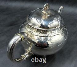 Christofle Teapot Tea Pot Vintage French Art Nouveau Silver Plated Clover Leaf