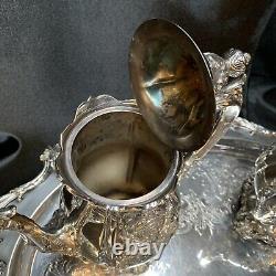Christopher Wren Wallace Silverplate 5 Piece Coffee Tea Pot Creamer Sugar w Tray