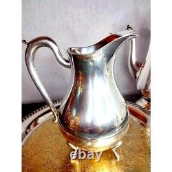 Coffee Tea Silver Full Service Set Tray Pot Pitcher Creamer Vintage William Adam