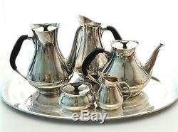 Cohr Danish 1950's Tea & Coffee Pot Water Pitcher Cream Sugar Tray Silverplate