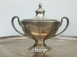 Community Plate Silverplate Tea Coffe Set With'JC' Platter Tray