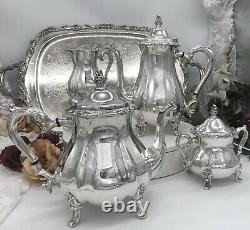 Countess Oneida / Webster Wilcox Tea Set Silver Plated 5 piece set