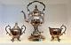 Crown Bsc Birmingham Silver On Copper Tilting Teapot & Stand Warmer (with Extras)